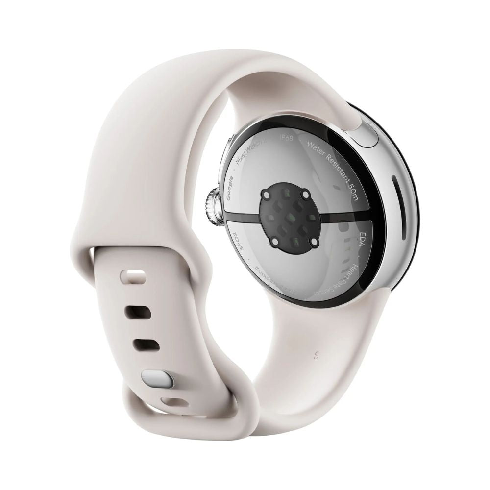 Google - Pixel Watch 2 Polished Silver Aluminum Case Smartwatch with Porcelain Active Band - Wi-Fi - GA05031-US