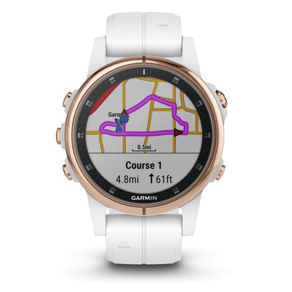 Garmin - f?nix 5S Plus Sapphire - Carrara White/Rose Gold - 010-01987-06