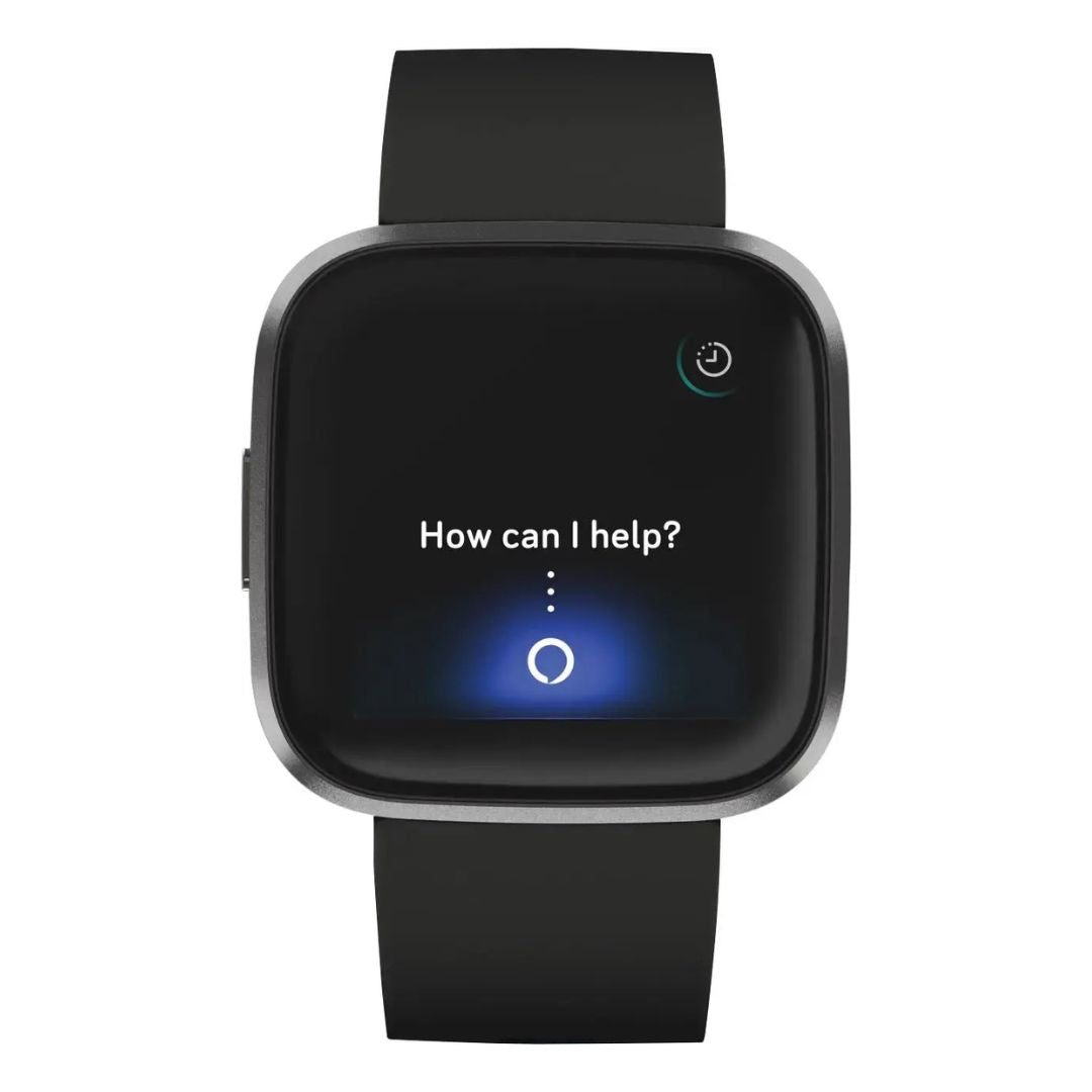 Fitbit Versa 2 - 40mm Aluminum Case - Carbon w Black Silicone Band - FB507BKBK
