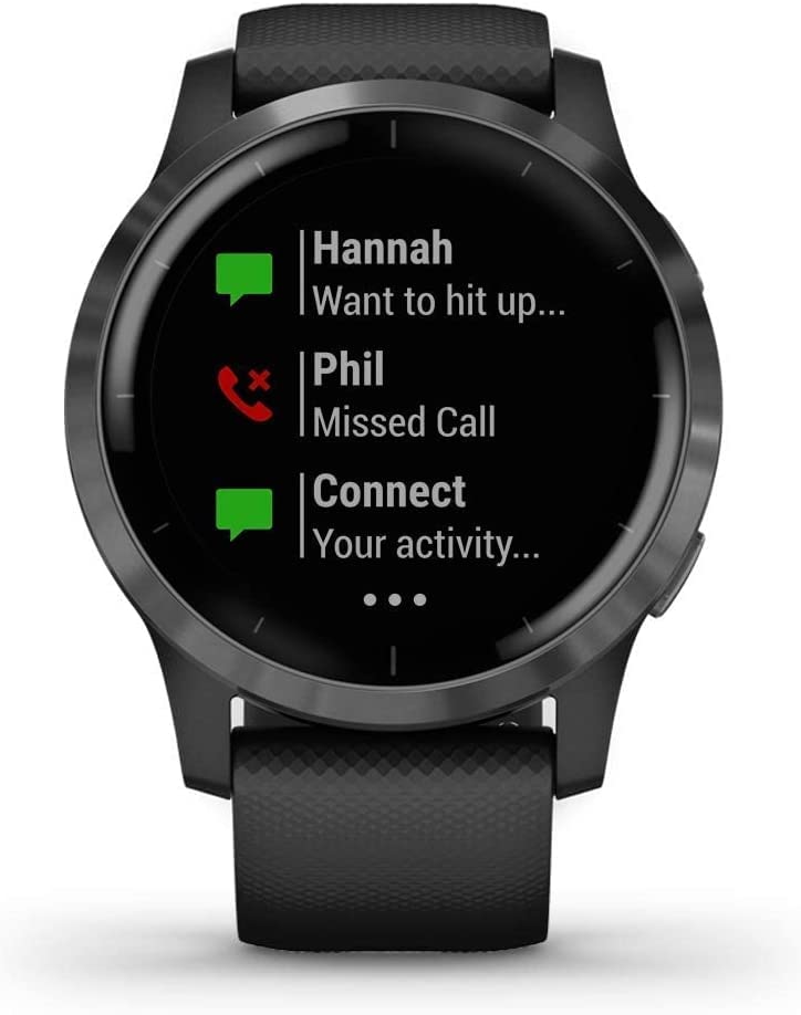 Garmin Vivoactive 4 GPS Fitness Smartwatch with Black Case and Slate Hardware - 010-N2174-11