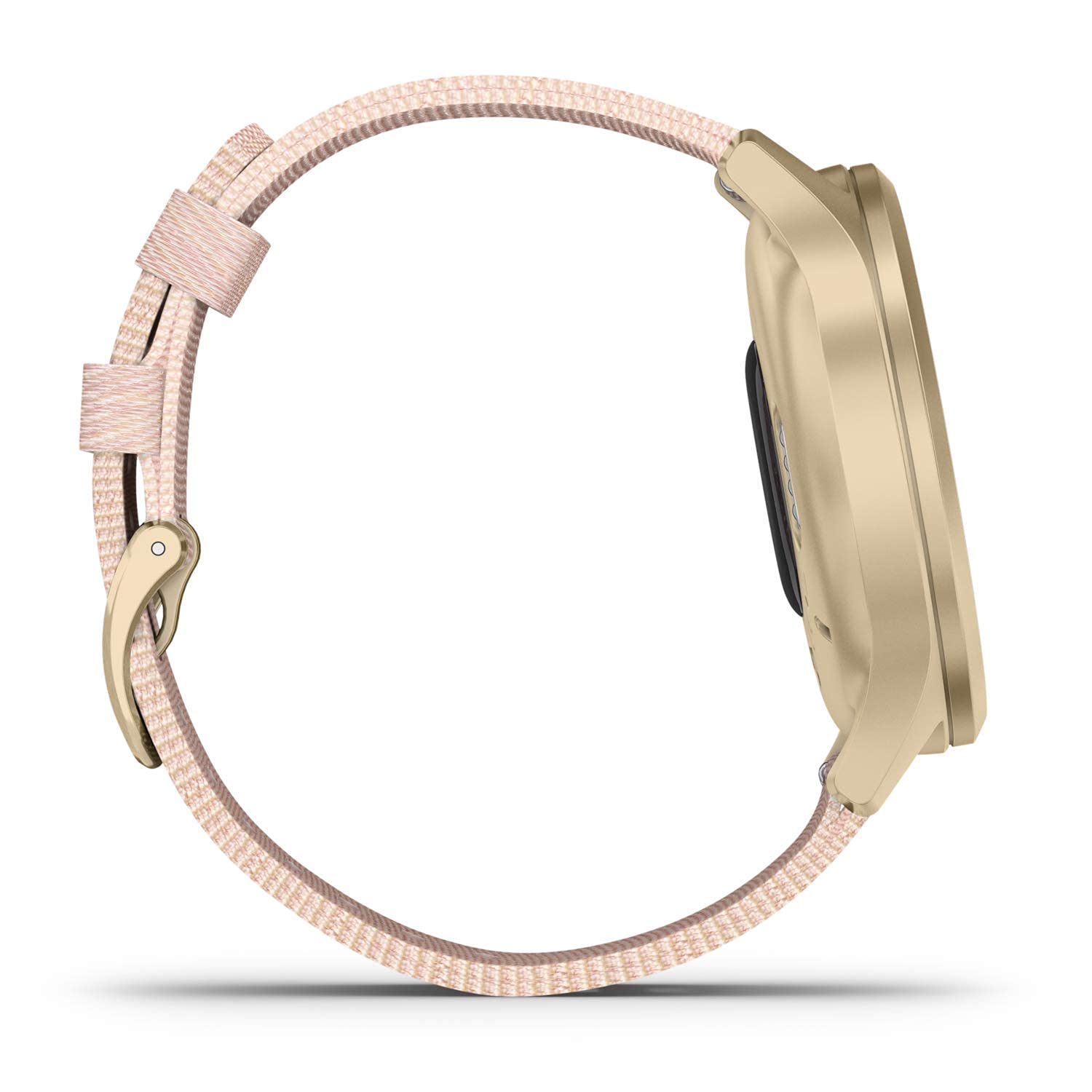 Garmin vivomove Style, Hybrid Smartwatch ,  Gold with Pink Woven Nylon Band - 010-02240-02