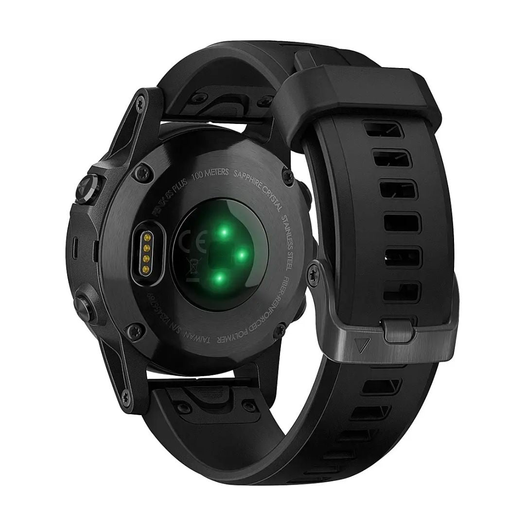 Garmin Fenix 5S Plus 42mm Sapphire Stainless w/ Black Case and Black Band - 010-01987-02