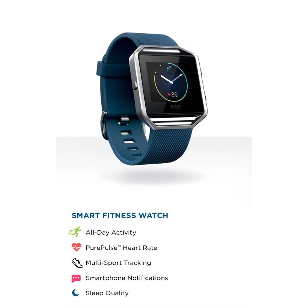 Fitbit Blaze ? Smart Fitness Watch HR Monitor ? Large ? Blue Band ? FB502SBUL