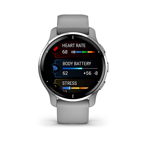 Garmin Venu 2 Plus GPS Smartwatch 43 mm Silver with Gray Band - 010-02496-00