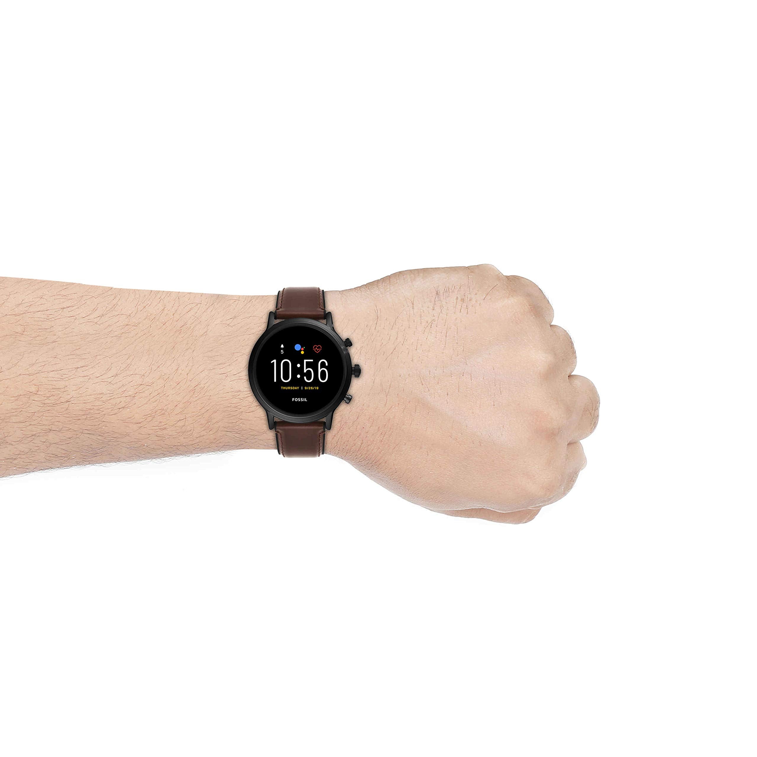Fossil - Gen 5 Smartwatch 44mm Stainless Steel - Black with Brown Leather Band - FTW4026