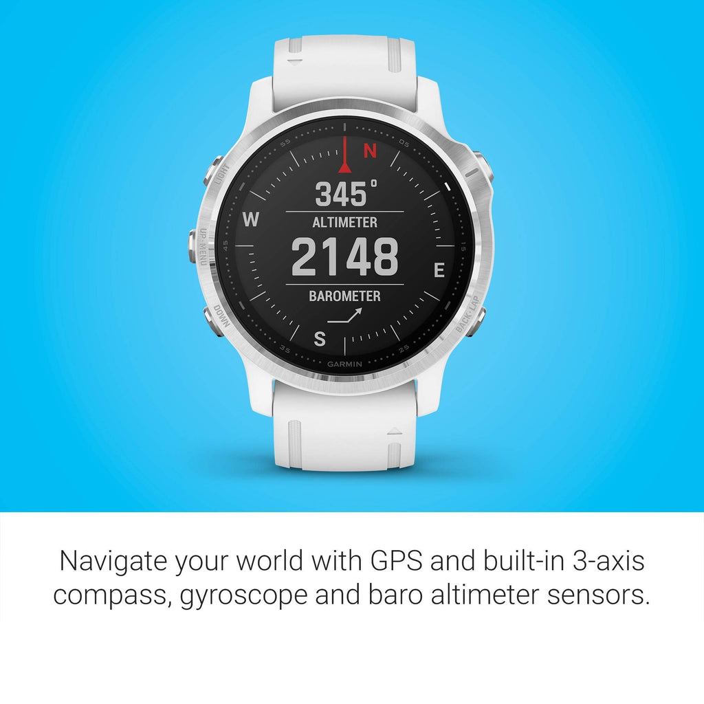 Garmin fenix 6S Smartwatch 42mm Polymer -White with White Silicone Band - 010-02159-00