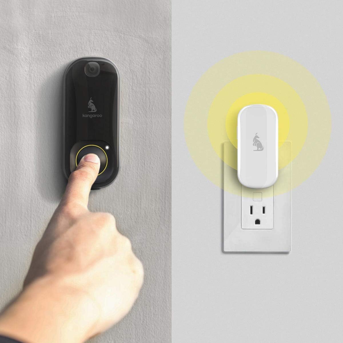 kangaroo Wi-Fi Doorbell Camera + Chime Outdoor - 1080p Resolution - Battery Power - A0008