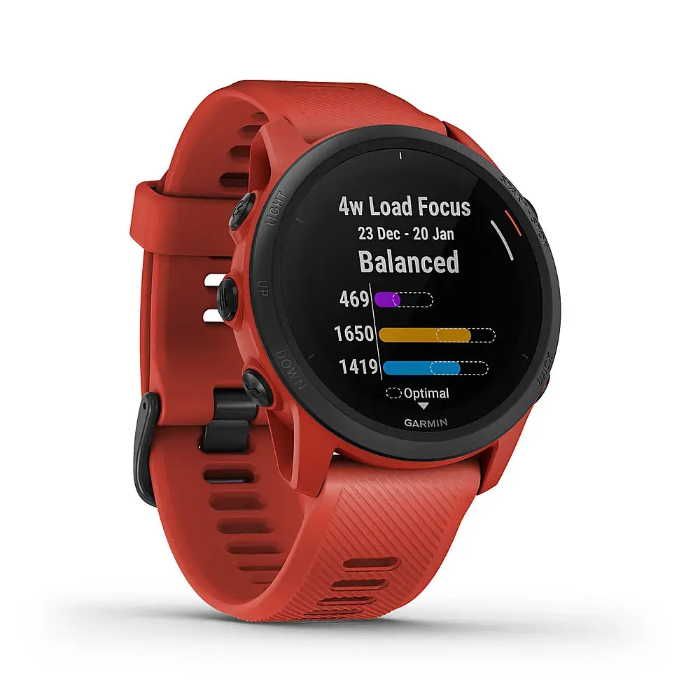 Garmin Forerunner 745 GPS Watch 30mm - Fiber Magma Red w/ Red Silicone Band - 010-02445-02