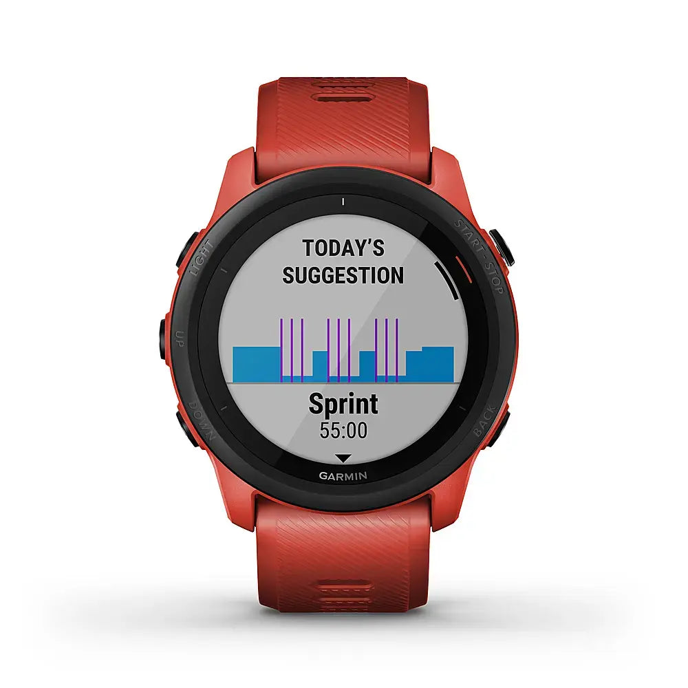 Garmin Forerunner 745 GPS Watch 30mm - Fiber Magma Red w/ Red Silicone Band - 010-02445-02