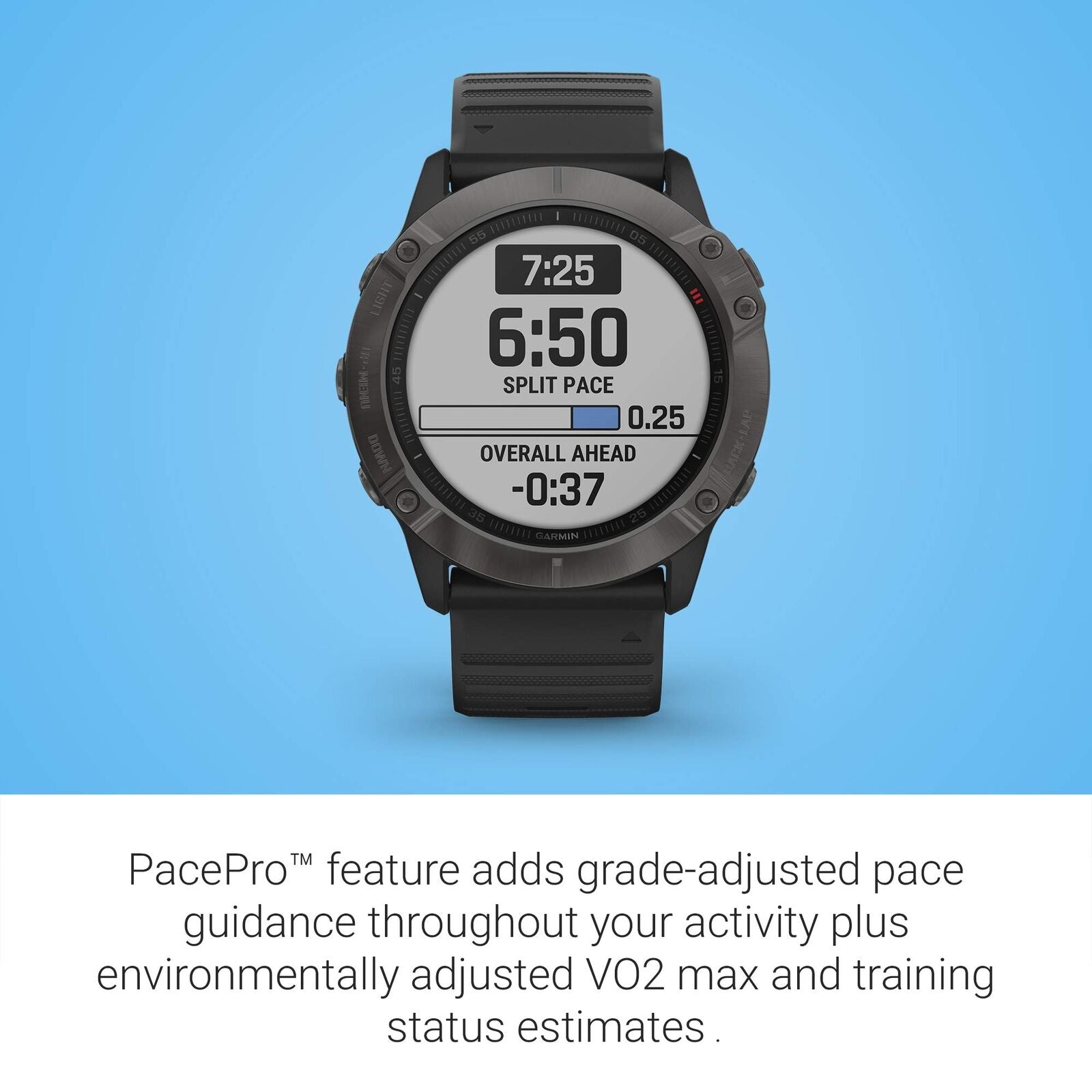 Garmin fenix 6X Pro Solar Titanium Carbon Gray DLC w/ Black Band - 010-02157-20