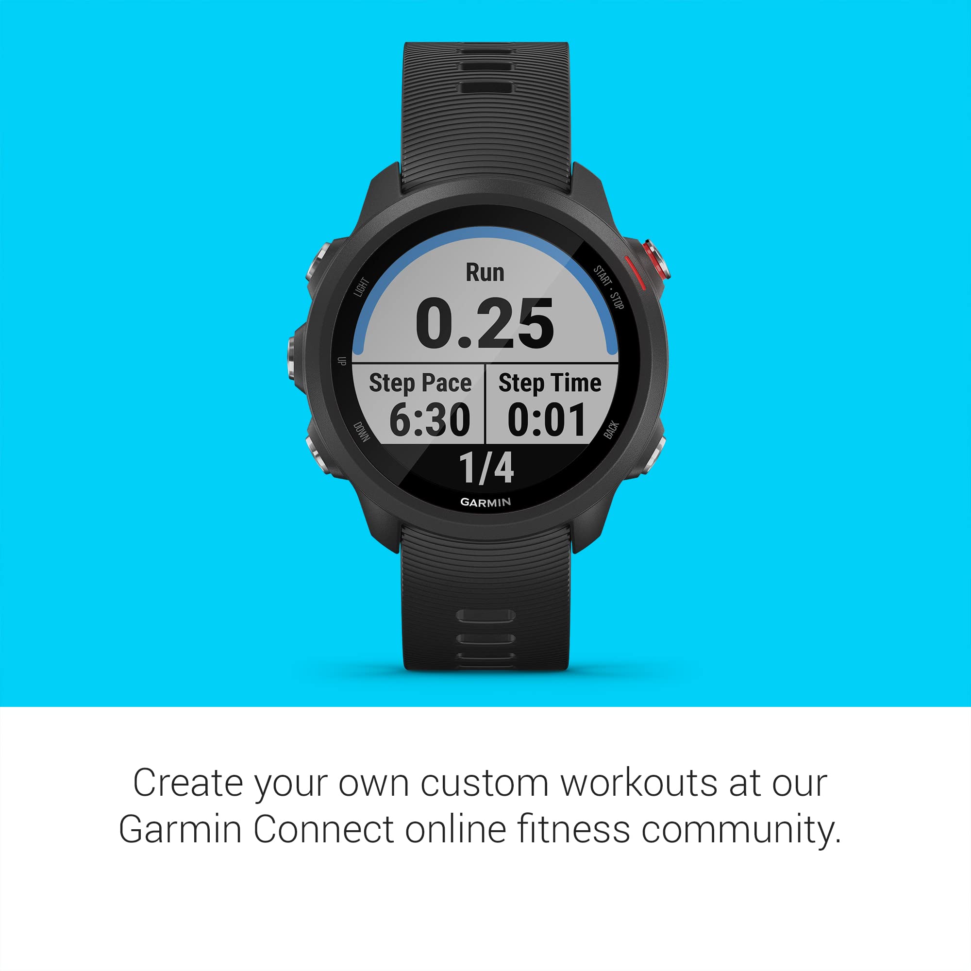 Garmin Forerunner 245 Music GPS Smartwatch - 42mm - Fiber-Reinforced Polymer - Black - 010-02120-20