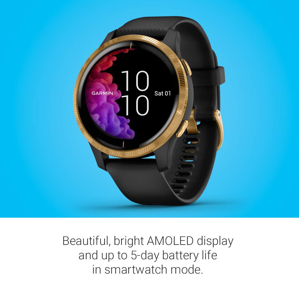 Garmin -Venu Smartwatch 43mm Fiber-Reinforced Polymer-Black - 010-02173-31