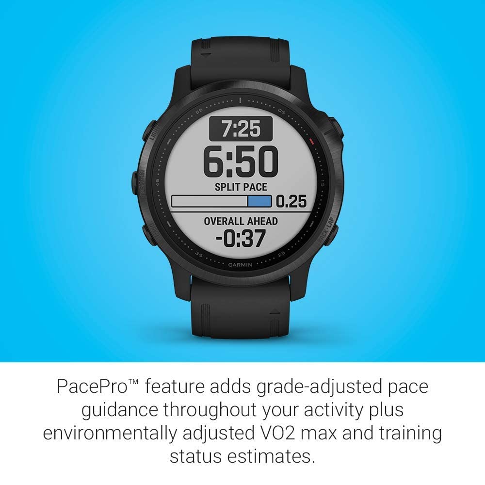Garmin f?nix 6S Pro Smartwatch 42mm Black with Black Silicone Band - 010-02159-13