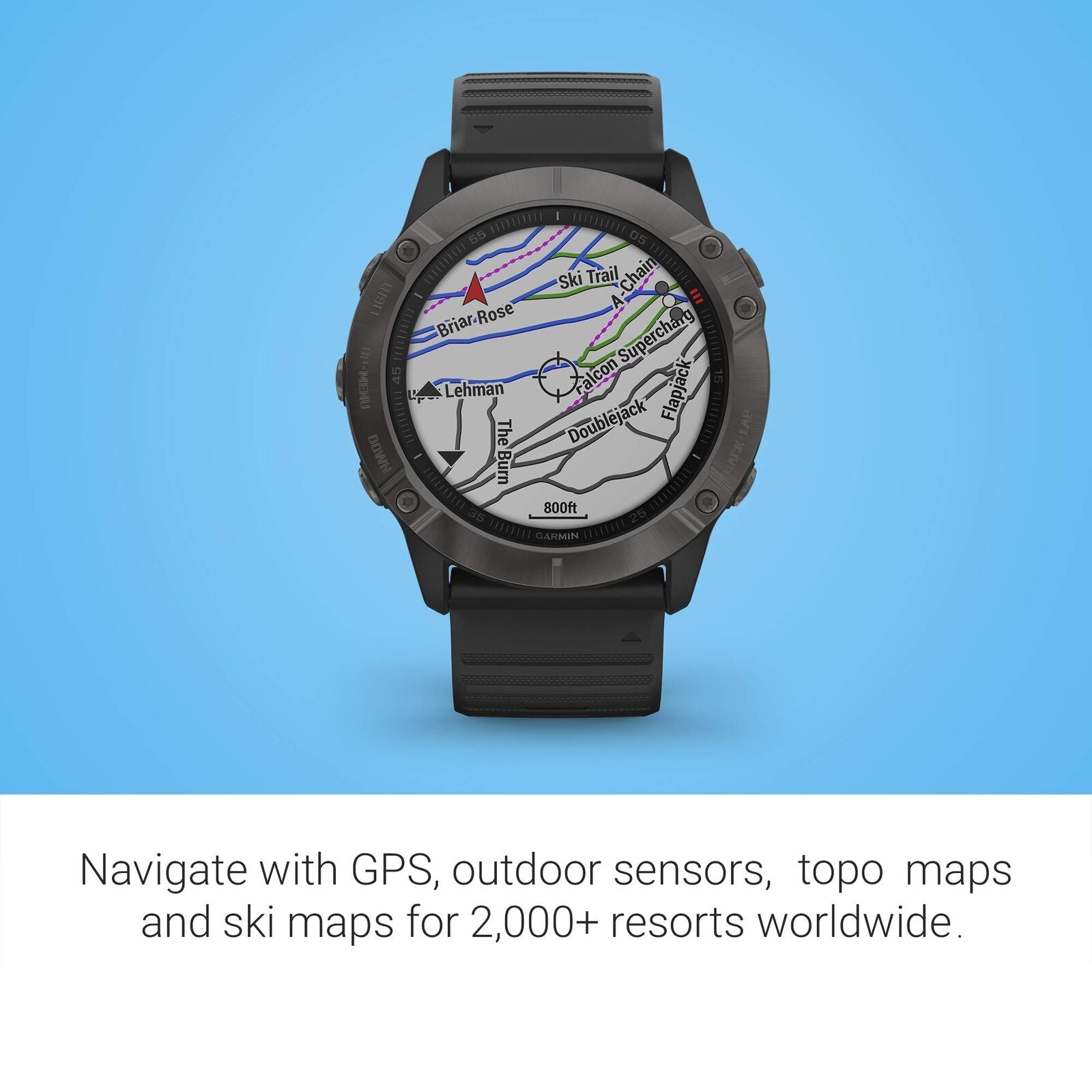 Garmin fenix 6X Pro Solar Titanium Carbon Gray DLC w/ Black Band - 010-02157-20