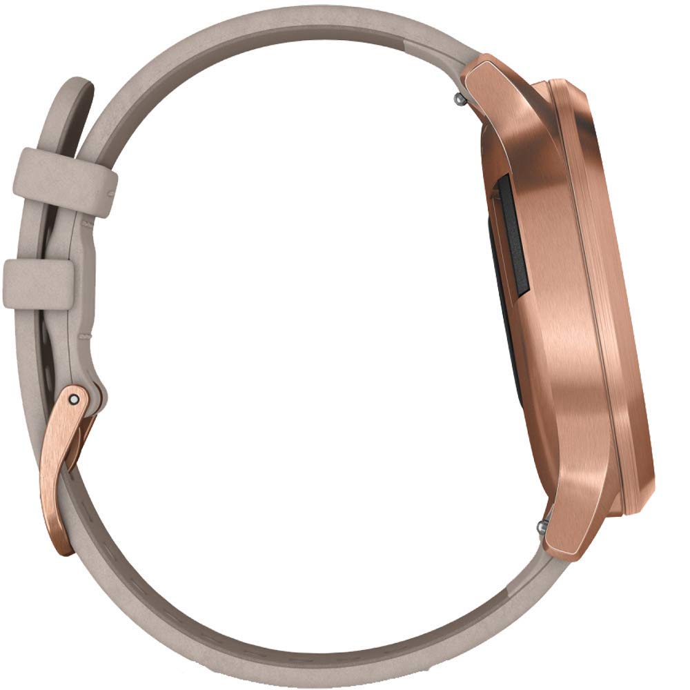 Garmin vivomove HR Premium Watch - Rose Gold with Gray Suede Band - 010-01850-19