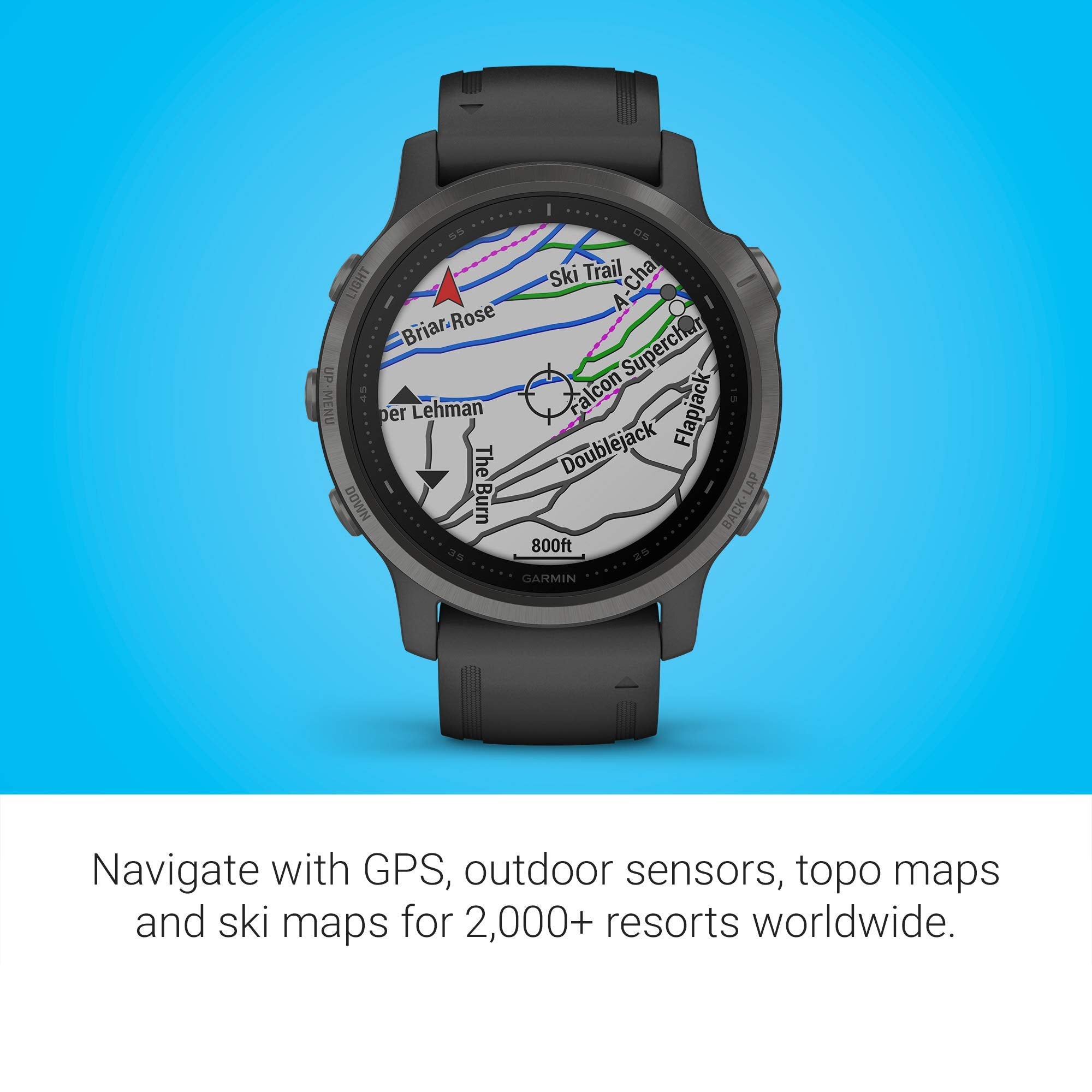 Garmin - f?nix 6S Sapphire GPS 30mm  - Carbon Gray with Black Silicone Band - 010-02159-24