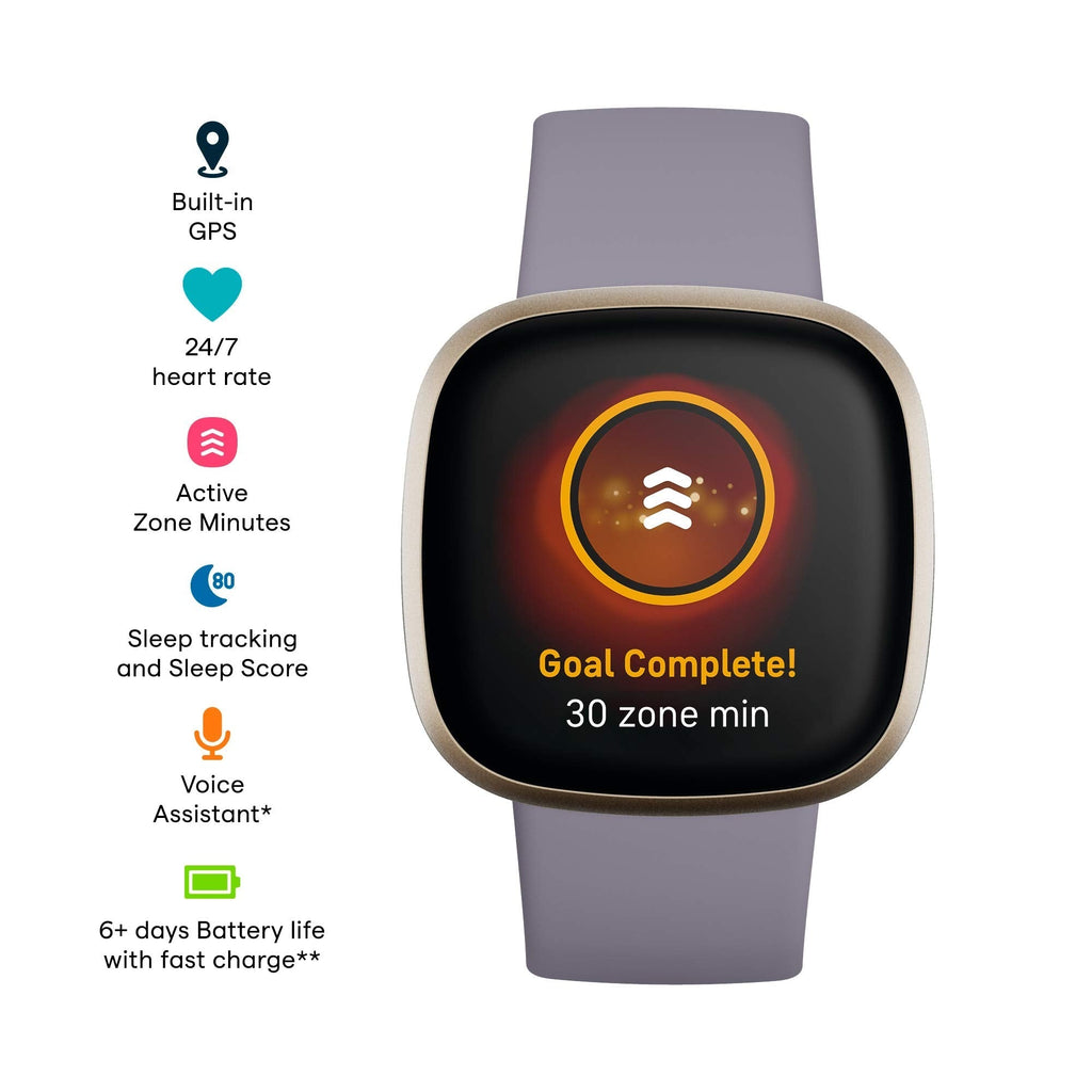 Fitbit - Versa 3 Fitness Smartwatch - Thistle/Gold - FB511GLGY