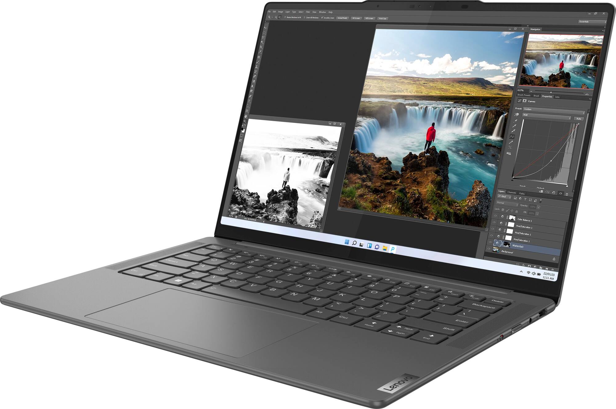 Lenovo - Slim Pro 7 14" 90Hz 2.5K (WQXGA) Touch-Screen Laptop -AMD Ryzen 7 7735HS - NVIDIA GeForce RTX 3050 - 16GB RAM - 512GB SSD - Storm Grey - 83AX0000US
