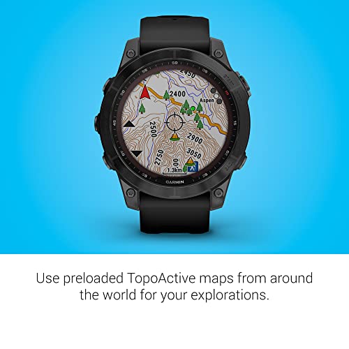 Garmin Fenix 7 Sapphire Solar GPS Smartwatch - 47mm - Carbon Gray DLC Titanium w/ Black Band