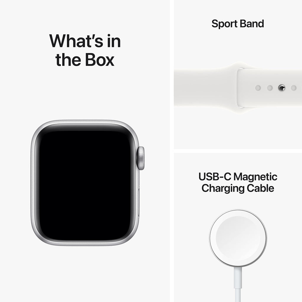 Apple Watch SE 2nd Generation (GPS) 40mm Aluminum Case with White Sport Band - M/L - Silver - MNTC3LL/A