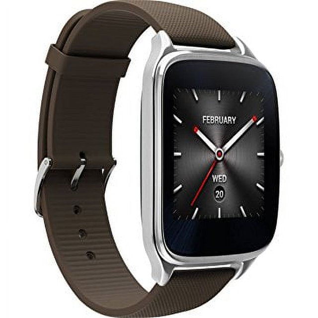 ASUS - ZenWatch 2  Smartwatch Stainless Steel plate w/ Brown band - WI501Q-1B-GB2