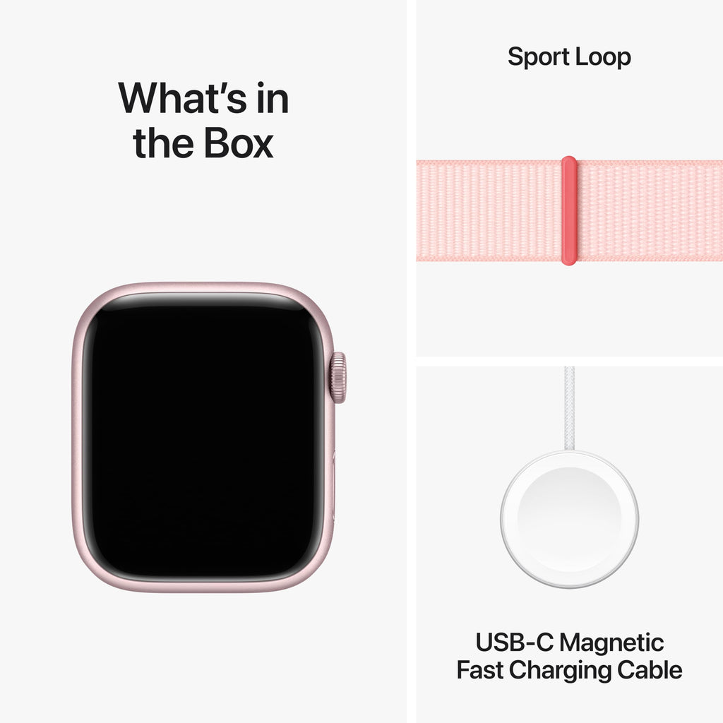 Apple Watch Series 9 45mm GPS - Pink Aluminum Case with Light Pink Sport Loop (Adj) - MR9J3LL/A