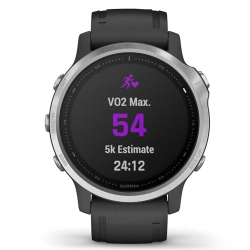 Garmin f?nix 6S GPS Smartwatch 30mm - Silver w/ Black Silicone Band - 010-02159-01