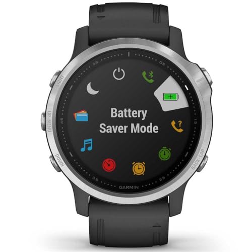 Garmin f?nix 6S GPS Smartwatch 30mm - Silver w/ Black Silicone Band - 010-02159-01