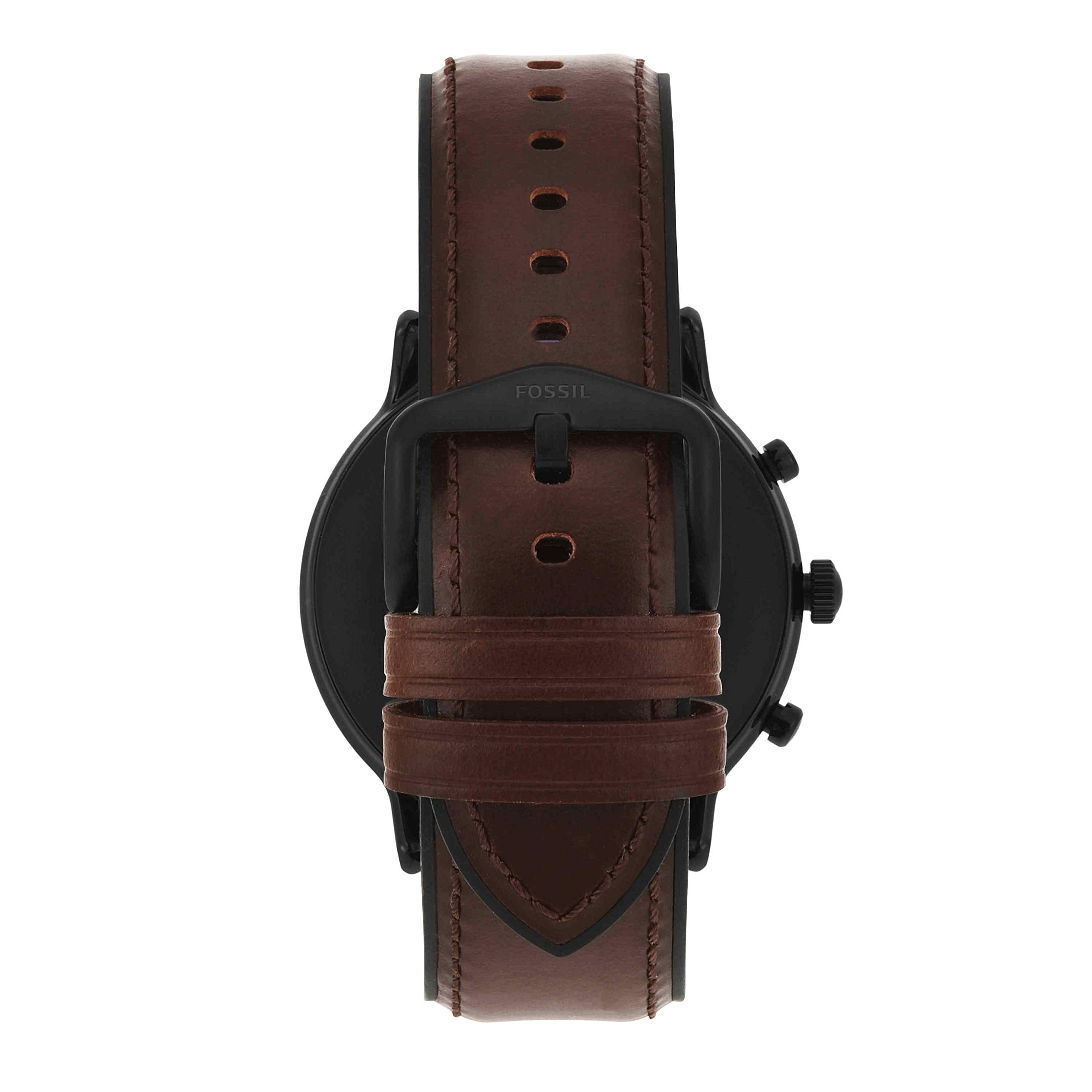 Fossil - Gen 5 Smartwatch 44mm Stainless Steel - Black with Brown Leather Band - FTW4026