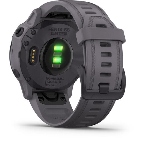 Garmin fenix 6 Multisport GPS Smartwatch 42mm, Solar, Amethyst Steel Shale Gray Band - 010-02409-14
