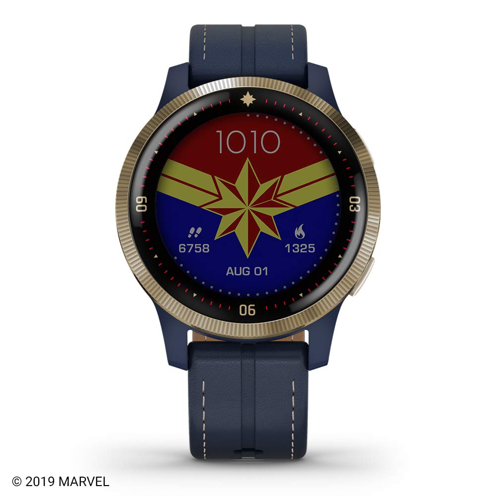 Garmin - Legacy Hero Series Captain Marvel Smartwatch 40mm Fiber - Danvers Blue - 010-02172-41