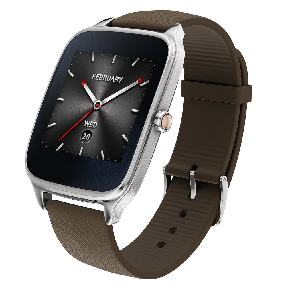 ASUS - ZenWatch 2  Smartwatch Stainless Steel plate w/ Brown band - WI501Q-1B-GB2
