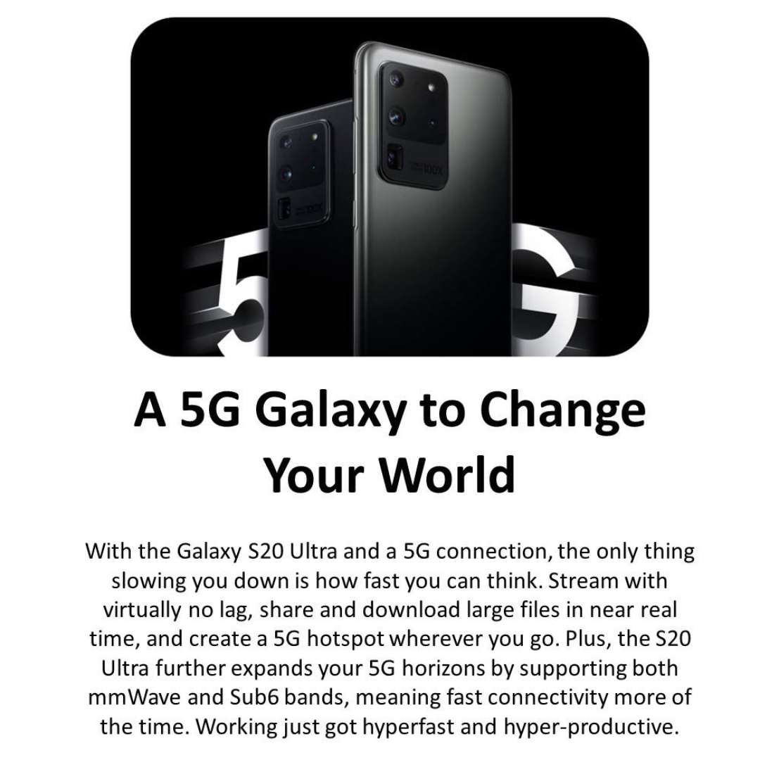 AT&T Samsung Galaxy S20 Ultra 5G - 512GB - Cosmic Black - SM-G988UZKEATT