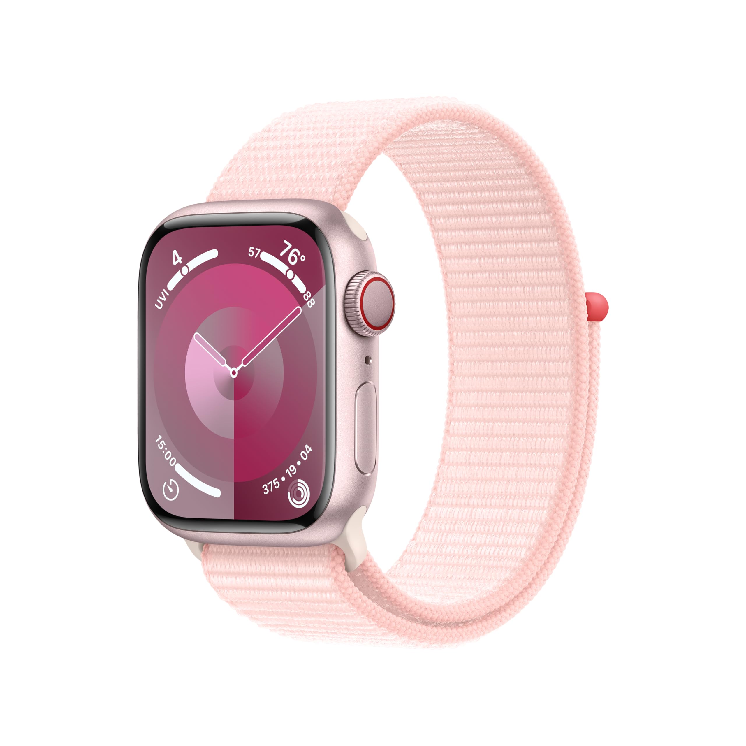 Apple Watch Series 9 GPS Cellular 41mm Smartwatch with Pink Aluminum Case, Sport Loop - MRJ13LL/A