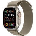 Apple Watch Ultra 2 (GPS + Cellular) 49mm Titanium Case w/ Olive Alpine Loop (Large) - MRF03LW/A