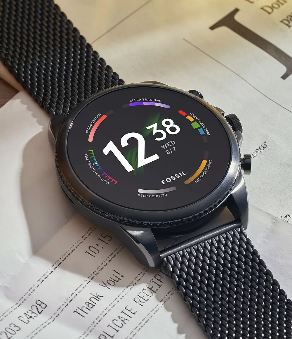 Fossil Gen 6 Smartwatch Black Stainless Steel Mesh - FTW4066V