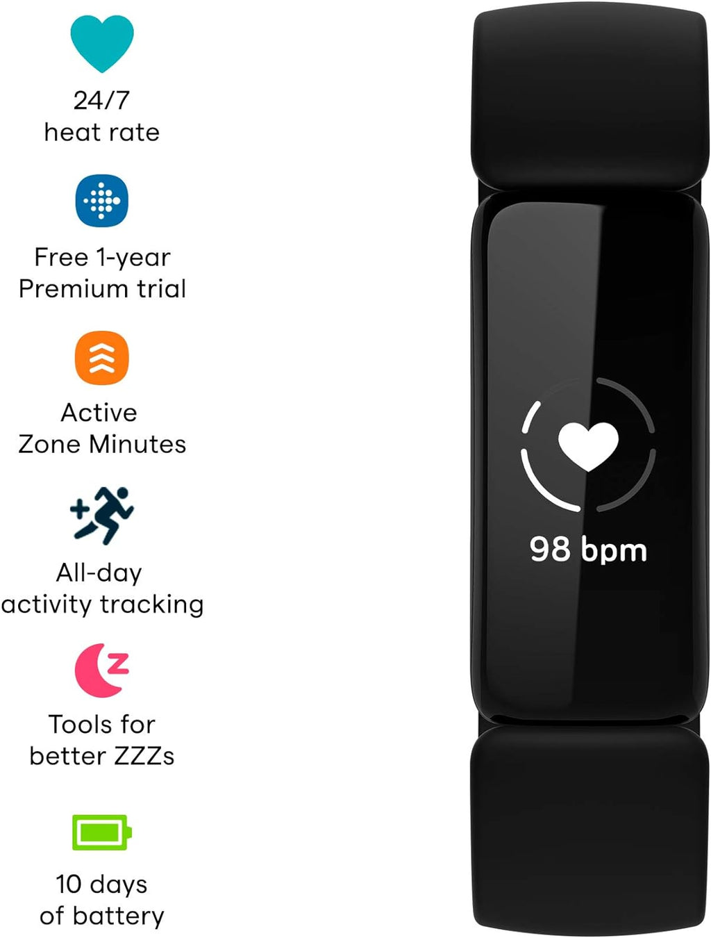 Fitbit - Inspire 2 Fitness Tracker - Black - FB418BKBK