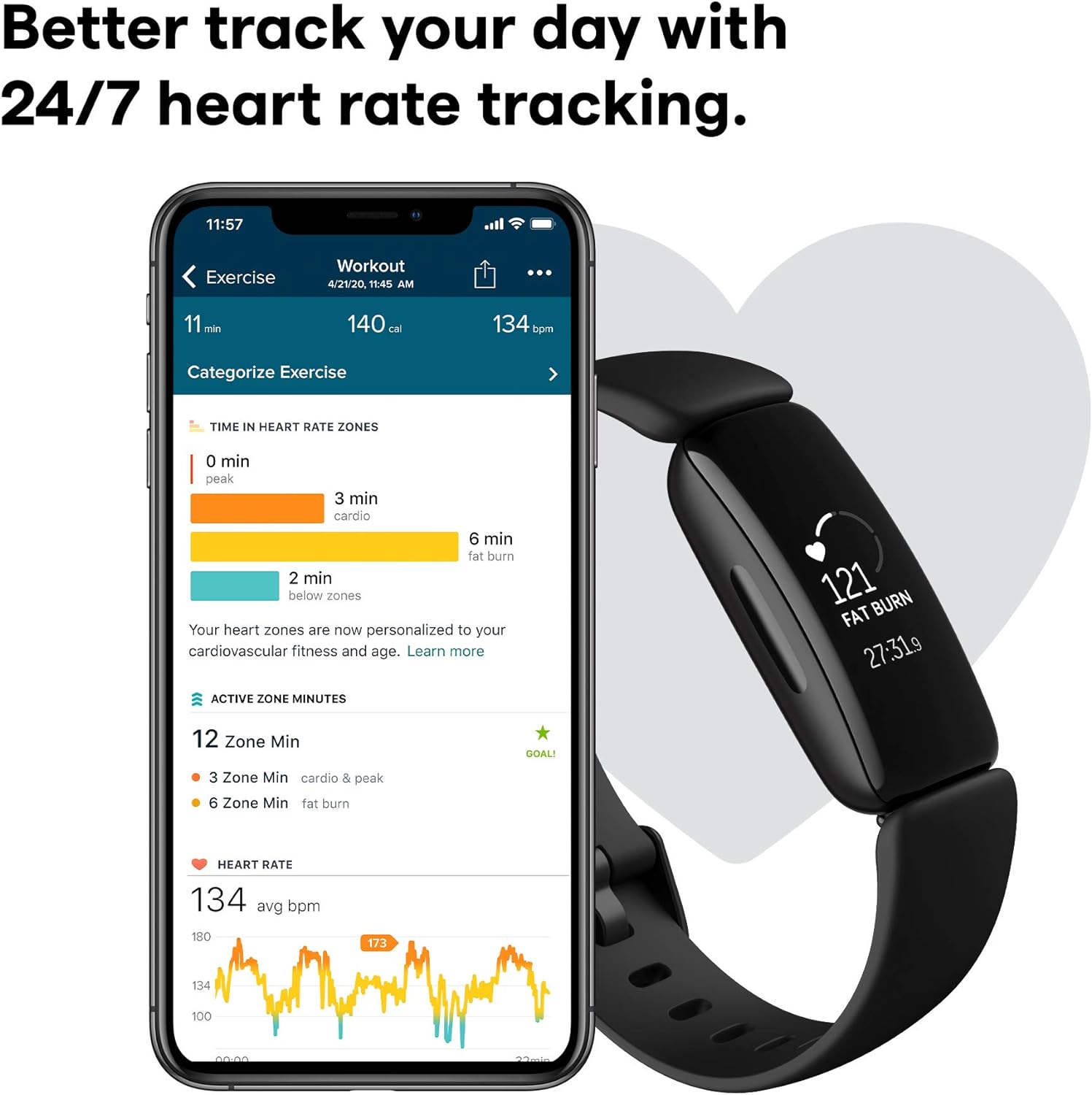 Fitbit - Inspire 2 Fitness Tracker - Black - FB418BKBK