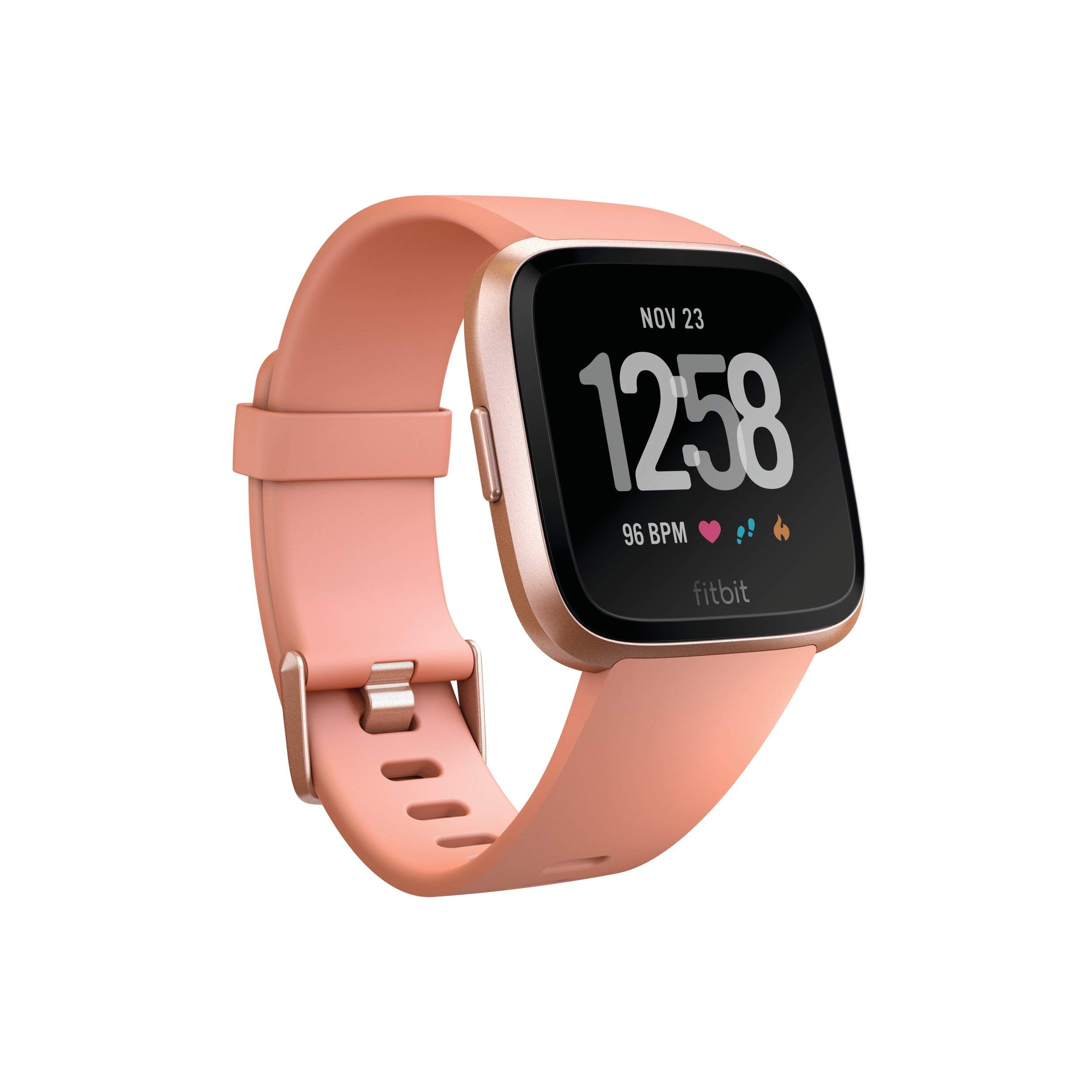 Fitbit Versa Fitness Smartwatch - Peach/Rose-Gold Aluminium - FB504RGPK