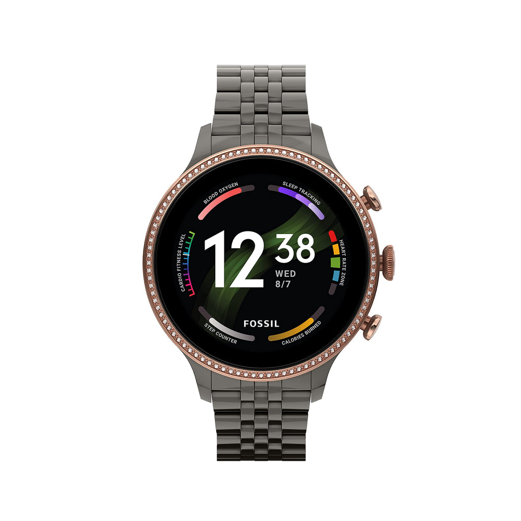 Fossil - Gen 6 Smartwatch 42mm Gunmetal Stainless Steel - Gunmetal/Rose Gold - FTW6078V