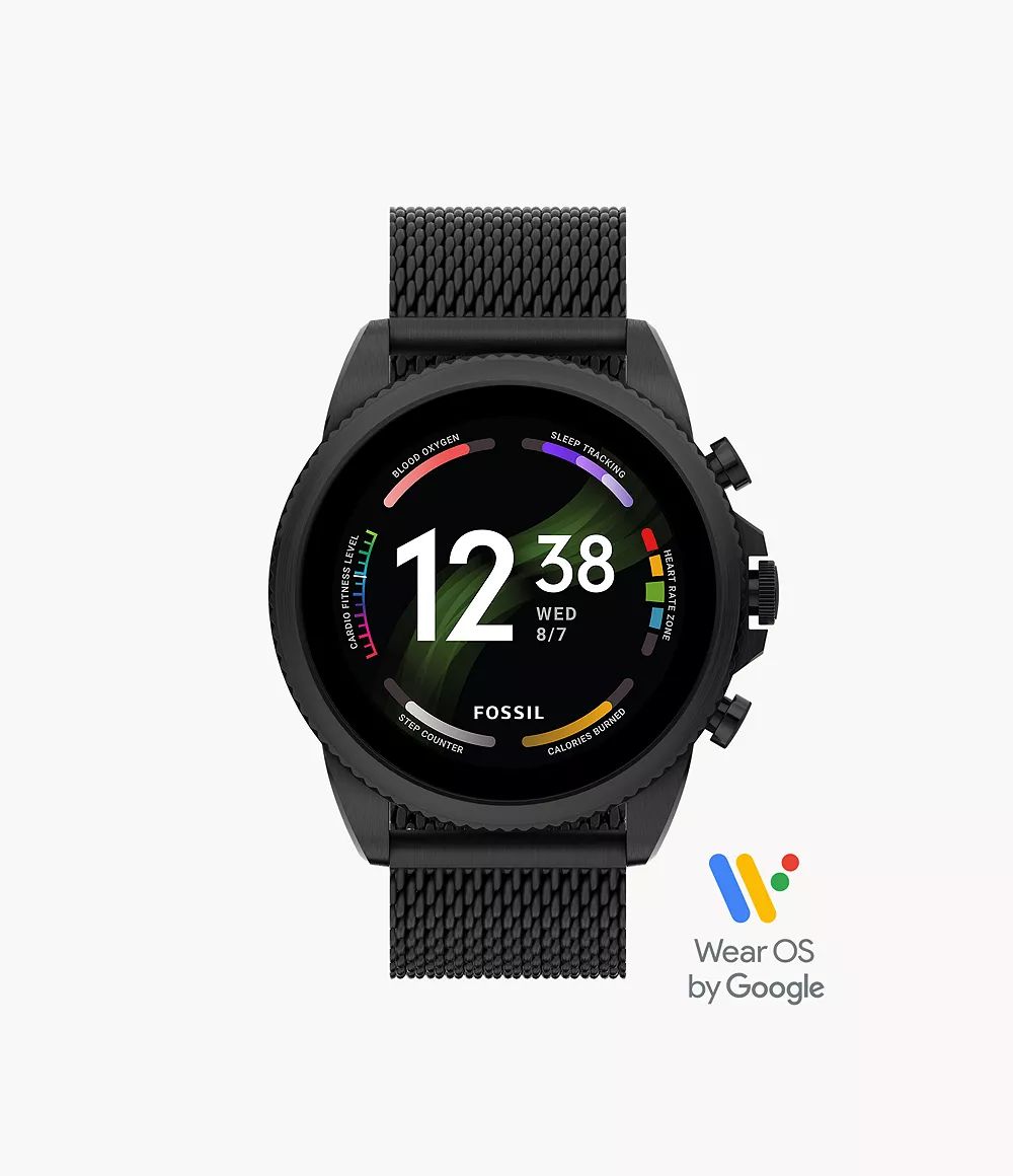 Fossil Gen 6 Smartwatch Black Stainless Steel Mesh - FTW4066V
