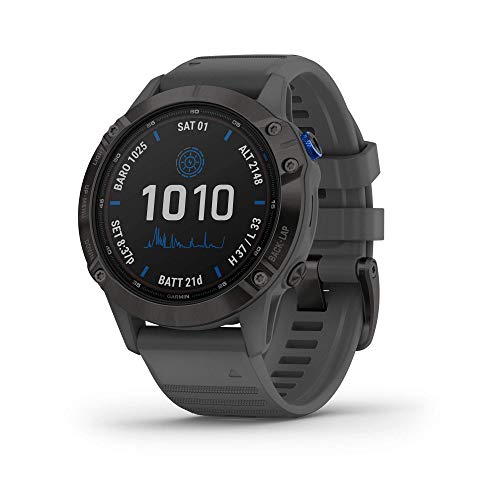 Garmin - Fenix 6 Pro Solar GPS Smartwatch 47mm - Black with Slate Gray Band - 010-02410-14