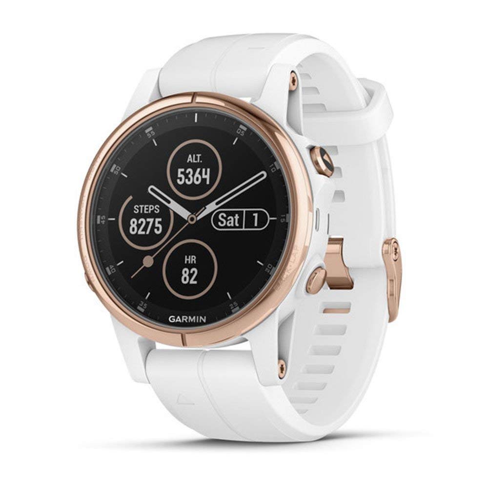 Garmin - f?nix 5S Plus Sapphire - Carrara White/Rose Gold - 010-01987-06