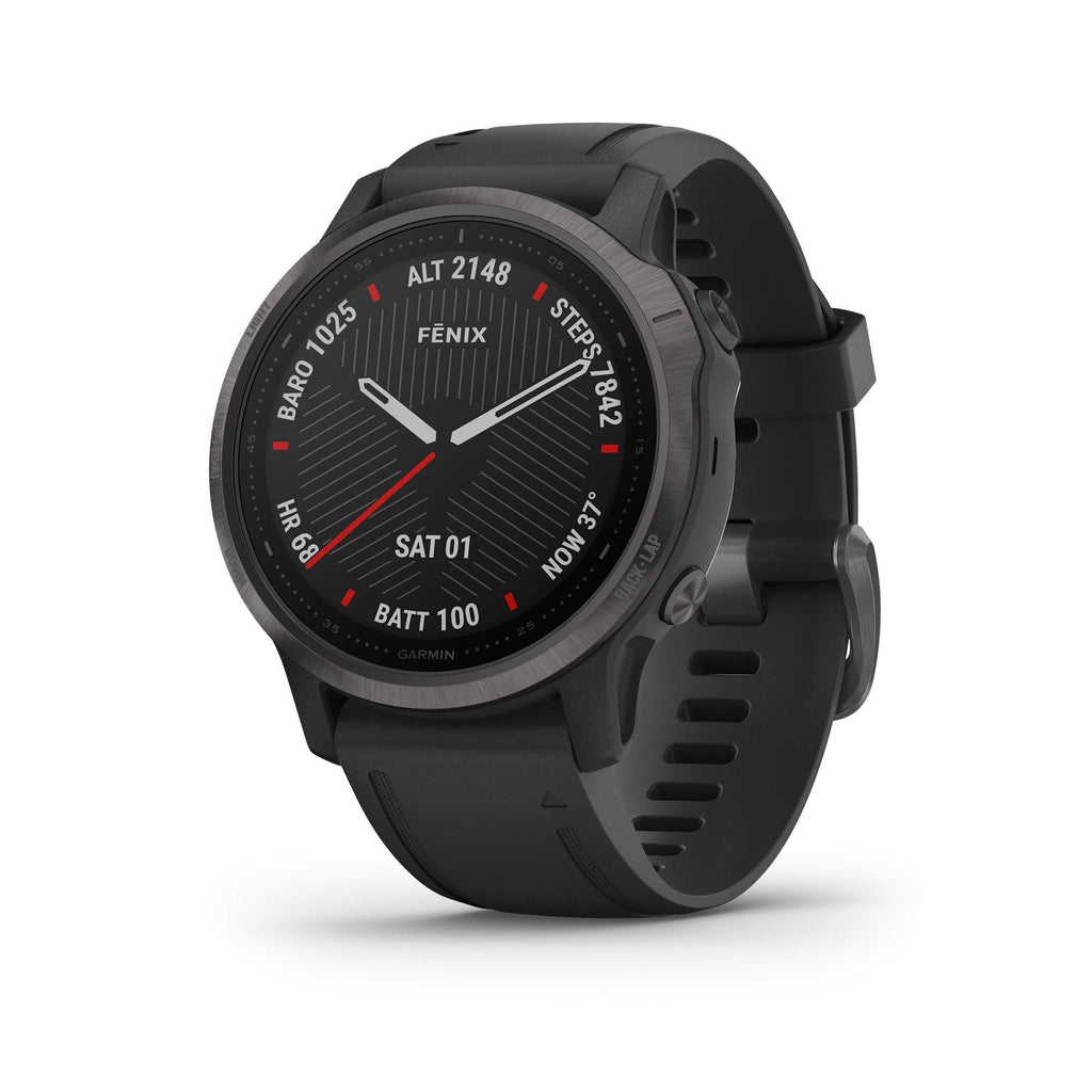 Garmin - f?nix 6S Sapphire GPS 30mm  - Carbon Gray with Black Silicone Band - 010-02159-24