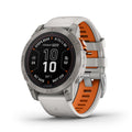Garmin - fenix 7 Pro Sapphire Solar GPS Smartwatch 47 mm Fiber-reinforced polymer - Fog Gray/Ember Orange/Titanium - 010-02777-20