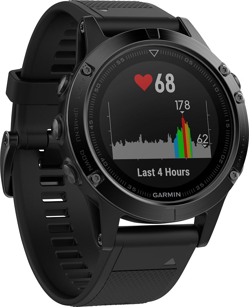 Garmin fenix 5 Sapphire Smartwatch 47mm Black w/ Black Band - 010-01688-31