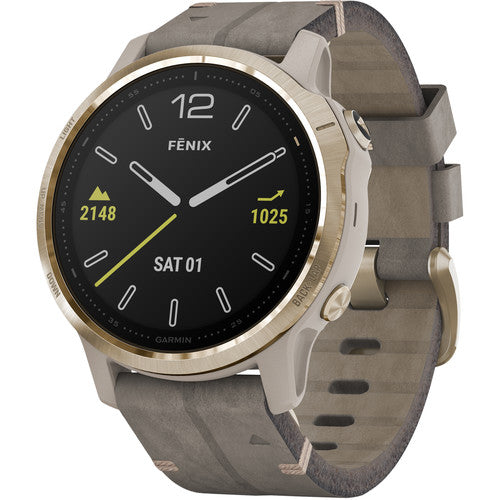 Garmin fenix 6S Sapphire Multisport GPS Smartwatch 42mm - Light Gold / Shale - 010-02159-39