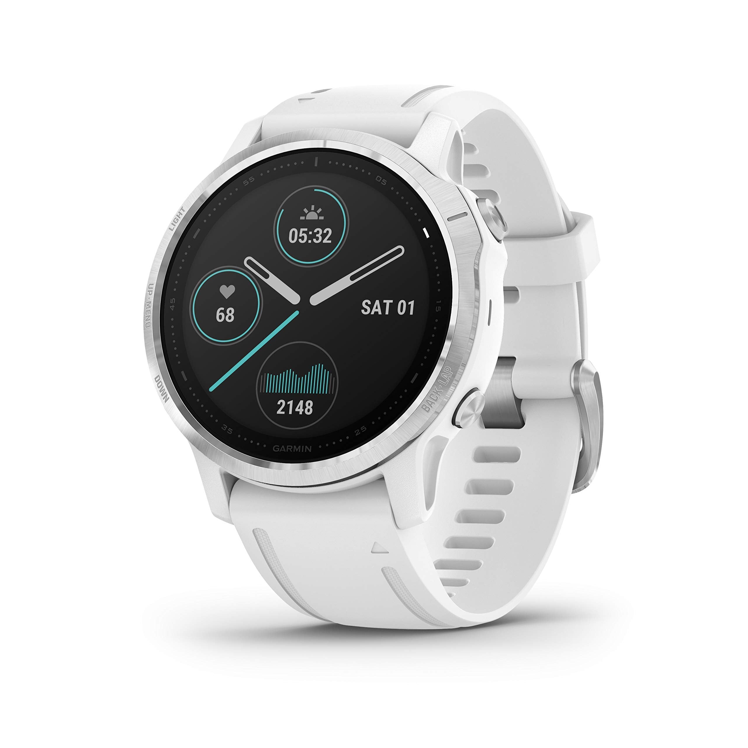 Garmin fenix 6S Smartwatch 42mm Polymer -White with White Silicone Band - 010-02159-00