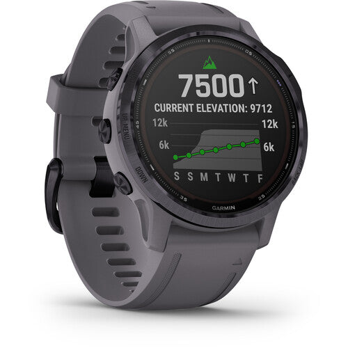 Garmin fenix 6 Multisport GPS Smartwatch 42mm, Solar, Amethyst Steel Shale Gray Band - 010-02409-14