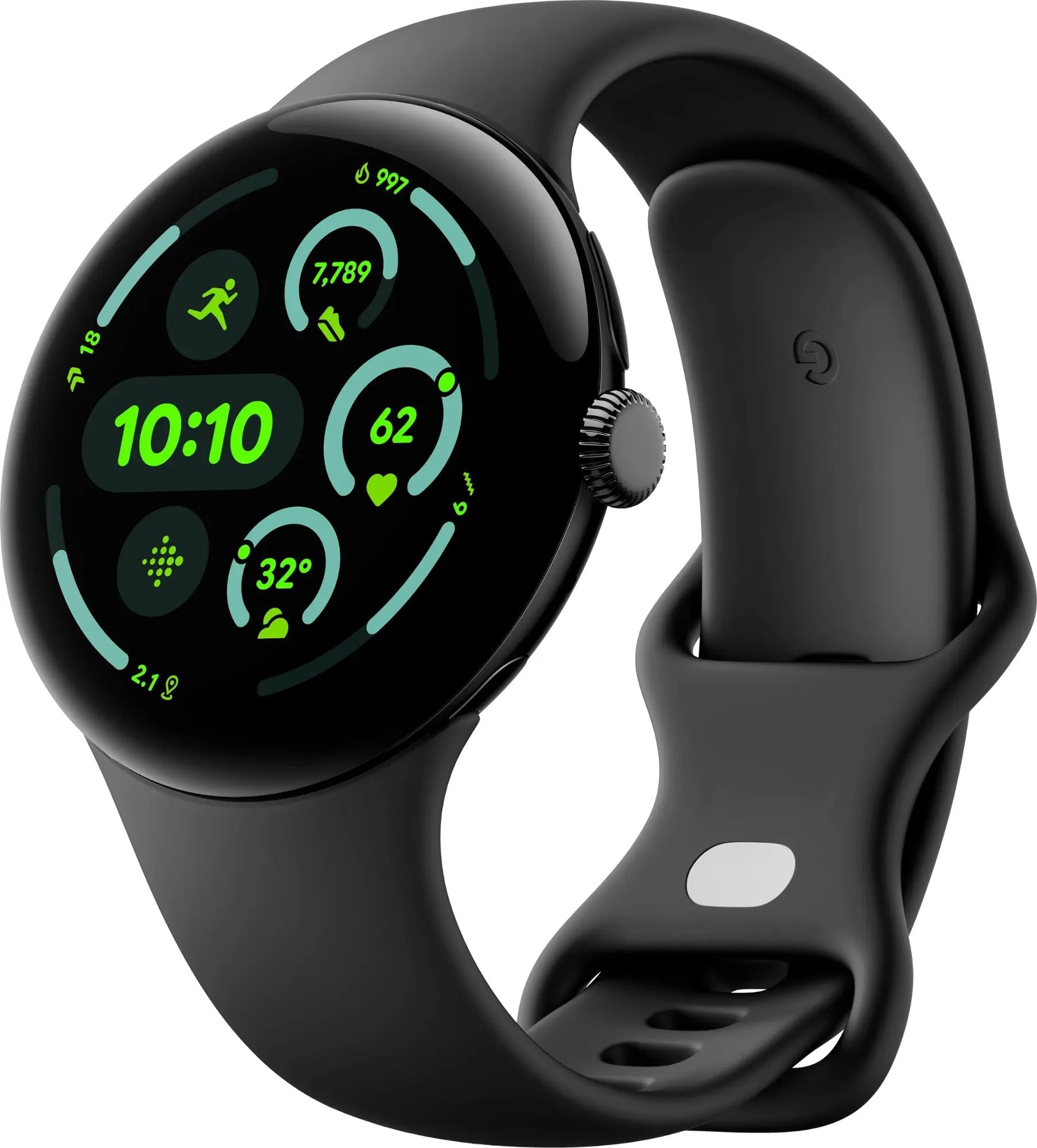 Google Pixel Watch 3 45mm LTE Matte Black Aluminum Case w/ Obsidian Active Band - GA05773-US